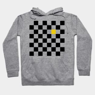 Checkered Black and White with One Yellow Square Hoodie